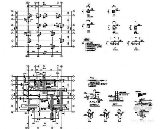二层别墅cad结构设计图资料下载-某2层框架别墅建筑结构设计图