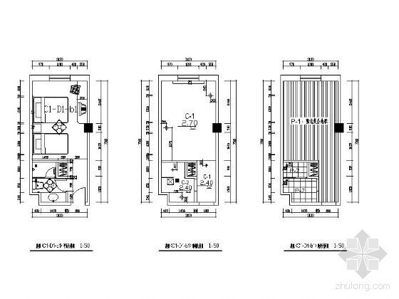 270平方酒店标间设计资料下载-酒店标间平面图Ⅱ