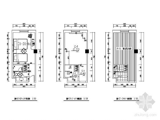 酒店标间su资料下载-酒店标间平面图Ⅱ