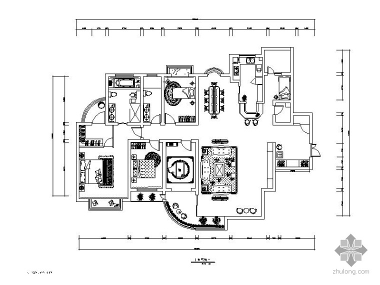 欧式住宅室内装修方案资料下载-欧式五居室内装修图