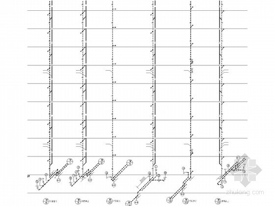[河南]二类高层住宅楼给排水消防施工图-排水管道系统图 