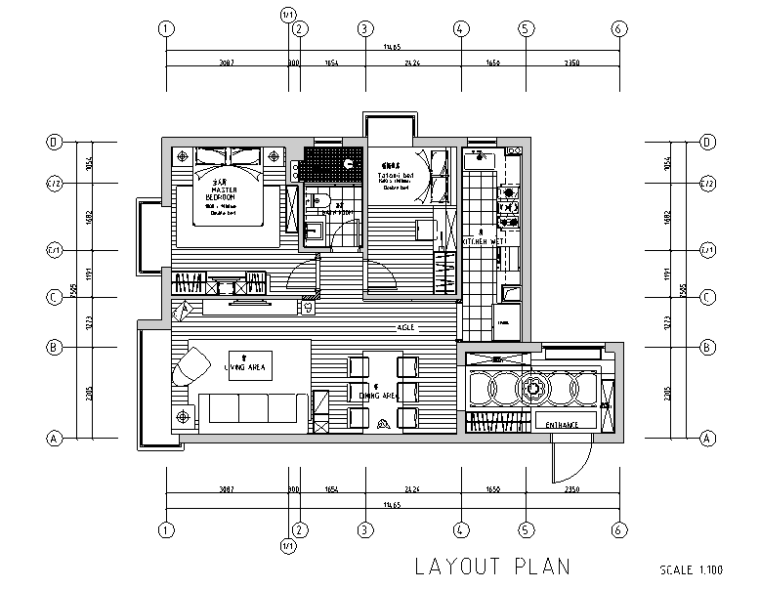 楼盘三居室效果图资料下载-木色简约素雅风三居室住宅设计施工图（附效果图）