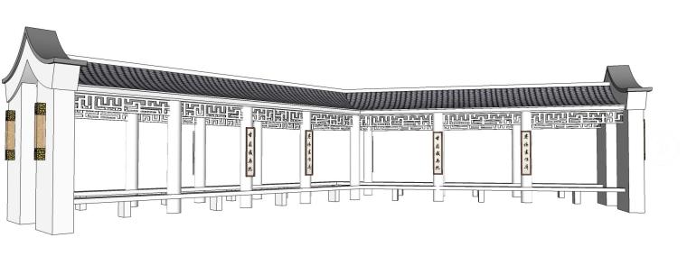 木质廊架3d模型资料下载-古典白色廊架设计（SU模型）
