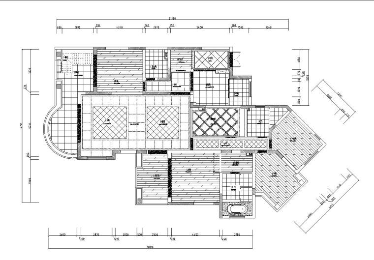 东郊半岛欧式家居施工图设计（附实景图）-地面布置图