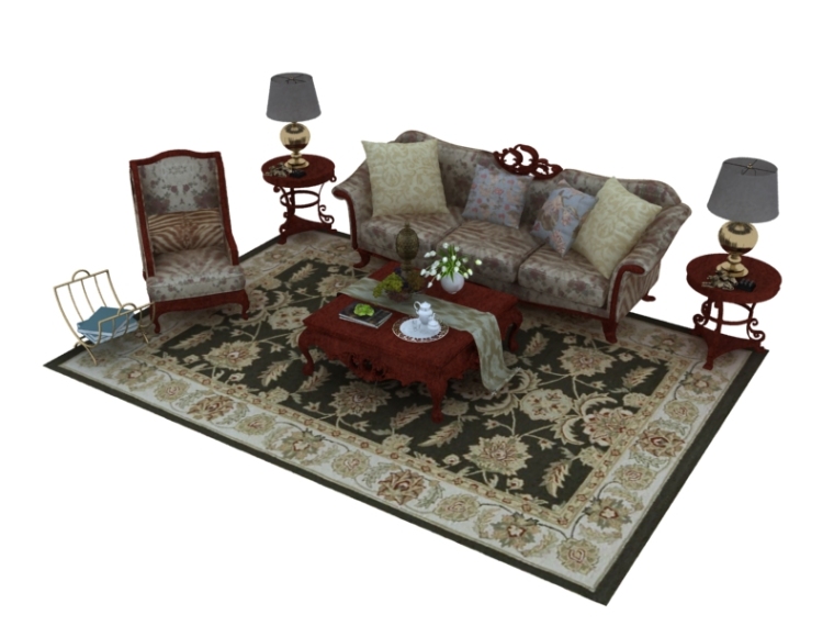 沙发组合2资料下载-沙发茶几组合3D模型下载