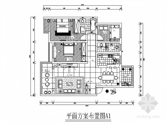 家装衣柜造型资料下载-[原创]现代风格三居室家装装修设计CAD施工图