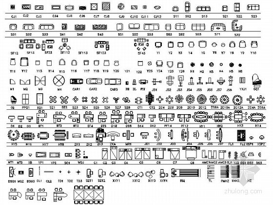 室内家具下载资料下载-全套室内家具平面图库CAD图块下载