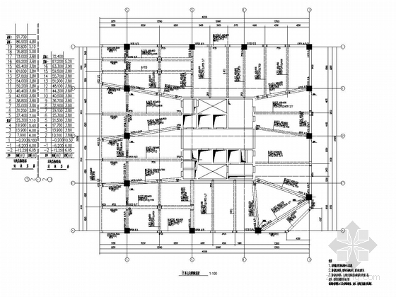 [北京]地上19层框架核心筒结构五星级豪华大酒店结构施工图（含建筑图）-B座七层顶梁配筋图