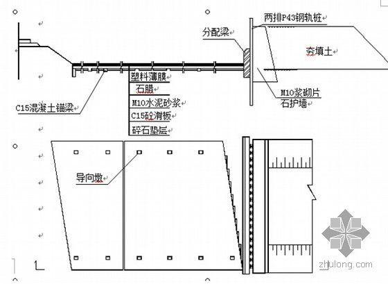 [湖北]2016年编制高速铁路工程施工总价承包投标技术标360页（路桥涵轨道迁改）-预制场地及顶进后背布置图