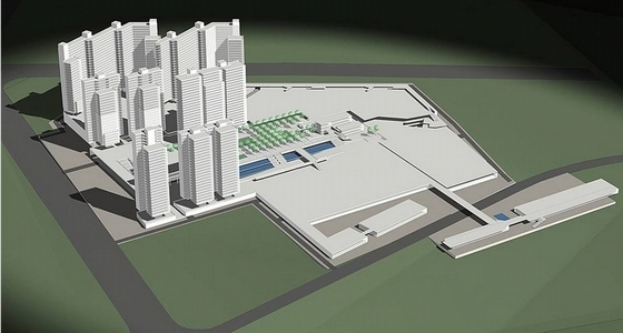 [深圳]现代化科技住宅小区组团景观规划设计方案-模型图