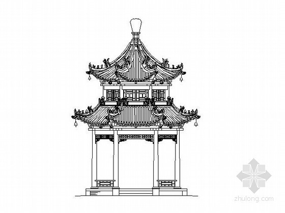 重檐六角亭施工图资料下载-重檐六角亭施工大样