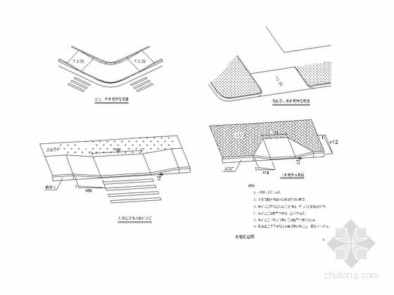 人行横道道路图纸CAD图资料下载-市政道路牛腿式进口坡通用图(正面坡宽度120CM)