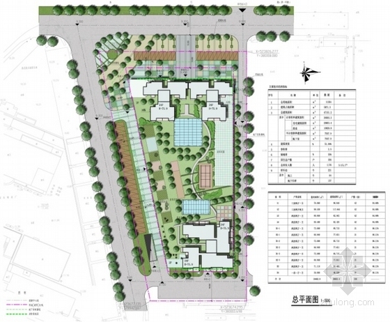 [广东]某二十四层商住楼建筑施工图（含效果图）-总平面图