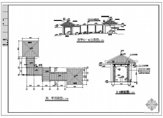 Madan公园建筑资料下载-某公园花架、亭建筑结构图