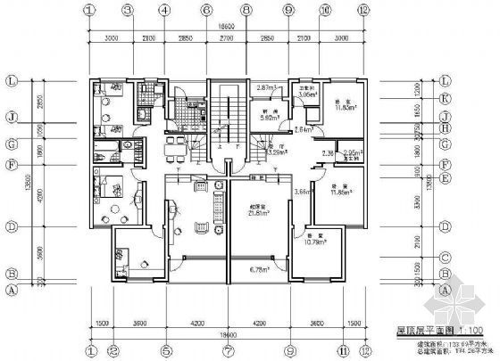 某板式住宅一梯两户单元组合平面（一）-2