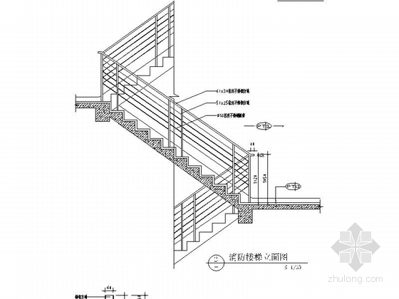 [浙江]人民医院综合楼室内装饰设计施工图（含实景）消防楼梯立面图