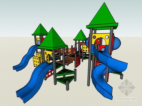 儿童游乐池塘设施模型su资料下载-游乐滑梯SketchUp模型下载