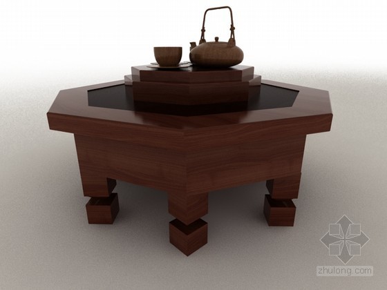 CAD中式茶几资料下载-中式木制茶几
