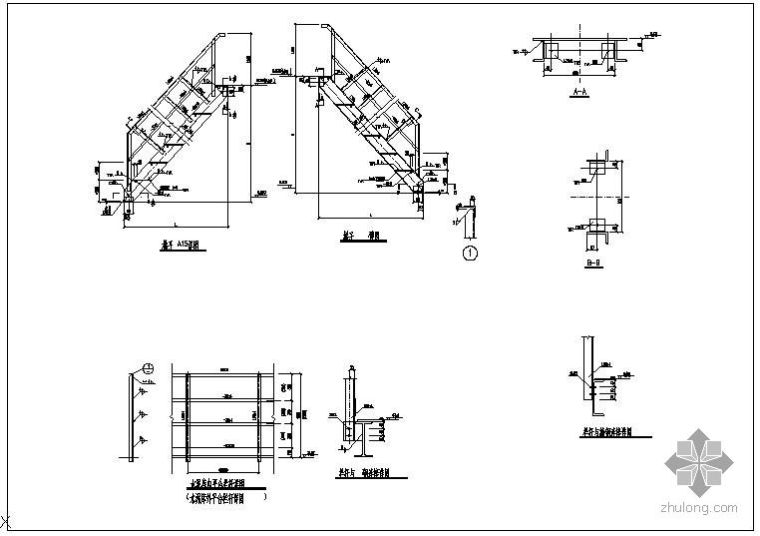 钢结构单跑楼梯图集资料下载-某钢结构单跑楼梯节点构造详图