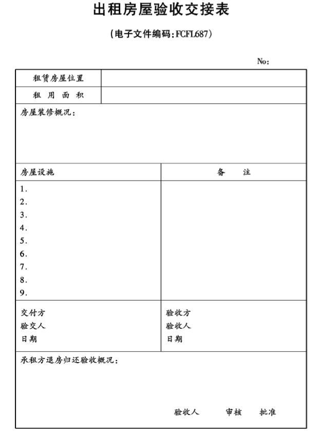 房地产集团公司全套管理表格（218页）-出租房屋验收交接表