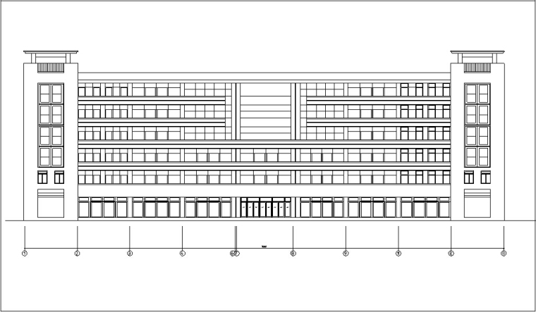 10套宾馆酒店建筑方案初设图CAD-现代多层酒店建筑设计立面图2
