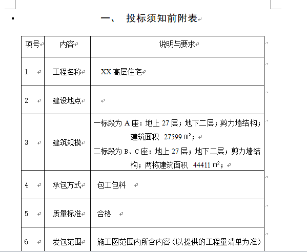 某高层住宅楼招标文件及招标控制价实例-招标文件函