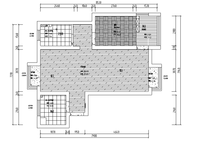 loft户型平面资料下载-小户型loft混搭风格样板房设计施工图（附效果图）