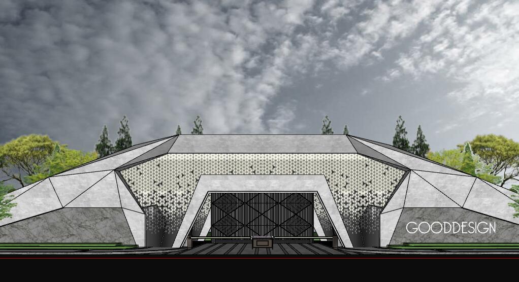 现代风格地下美术展览馆入口建筑设计模型(su)