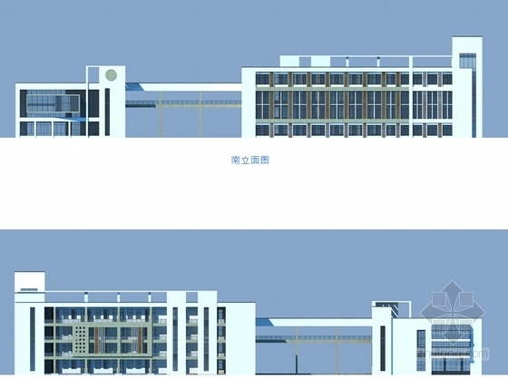 [湖北]现代风格综合性中小学校园规划设计方案文本-现代风格综合性中小学校园规划设计立面图