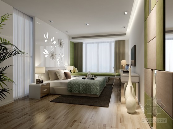 简洁卧室设计资料下载-现代简洁卧室3D模型下载