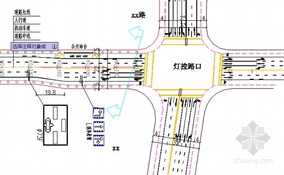 [浙江]24m宽生态园道路初步设计图31张（含照明给排水）-交通组织图 