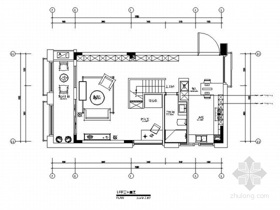 高层loft公寓户型资料下载-[青岛]LOFT户型装修施工图