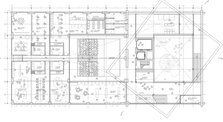 [美国]高层超现代风格艺术中心建筑设计方案文本（big事务所）-高层超现代风格艺术中心建筑平面图