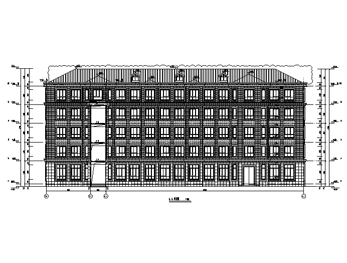 [安徽]多层新中式风格小学办公楼及综合楼建筑施工图（17年最新）-多层新中式风格小学办公楼及综合楼建筑立面图