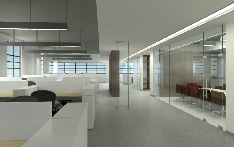 [湖南]混凝土现代风格民生集团办公空间设计施工图（附效果图）-办公室效果图