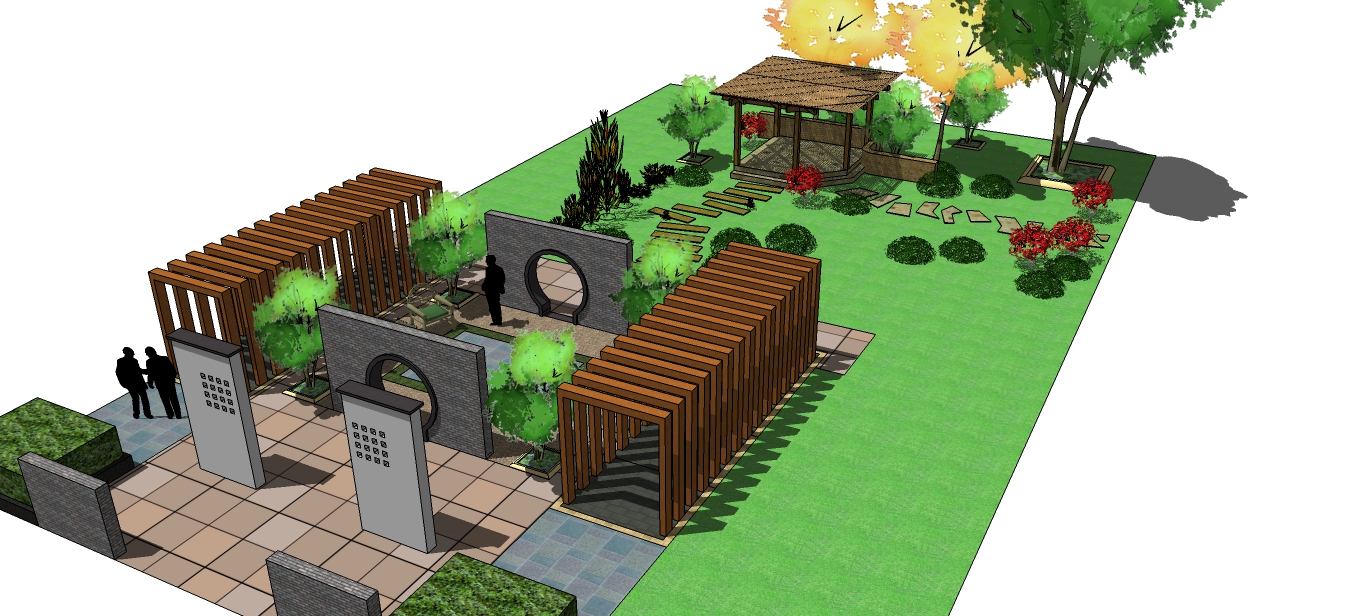 草图大师别墅庭院花园su模型(20套)