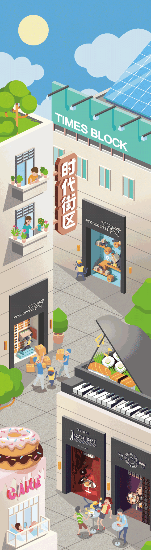 商业小街区资料下载-时代街区奇妙物语：橱窗中的未来社区生活构想图