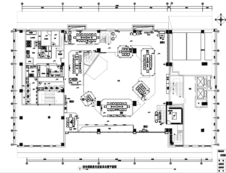 [西安]胡桃里效果图+PDF施工图（附电气图、给排水）-夹层家具平面布置图