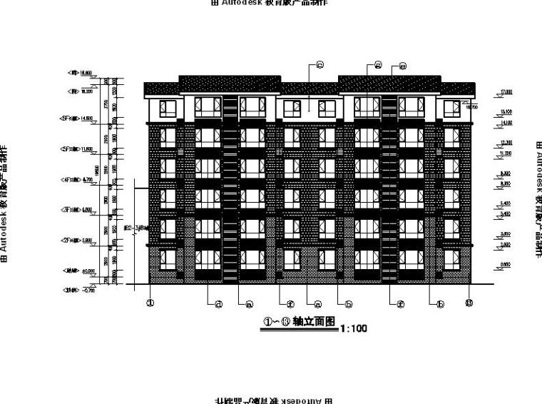 [宁夏]多层砖混结构物流总部基地建筑施工图（全专业施工图）-多层砖混结果物流总部基地建筑立面图