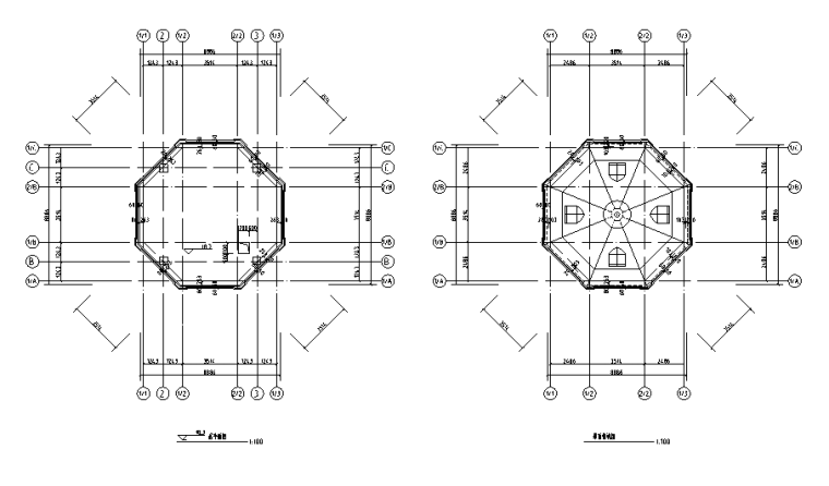 欧式观光塔建筑设计-平面尺寸图