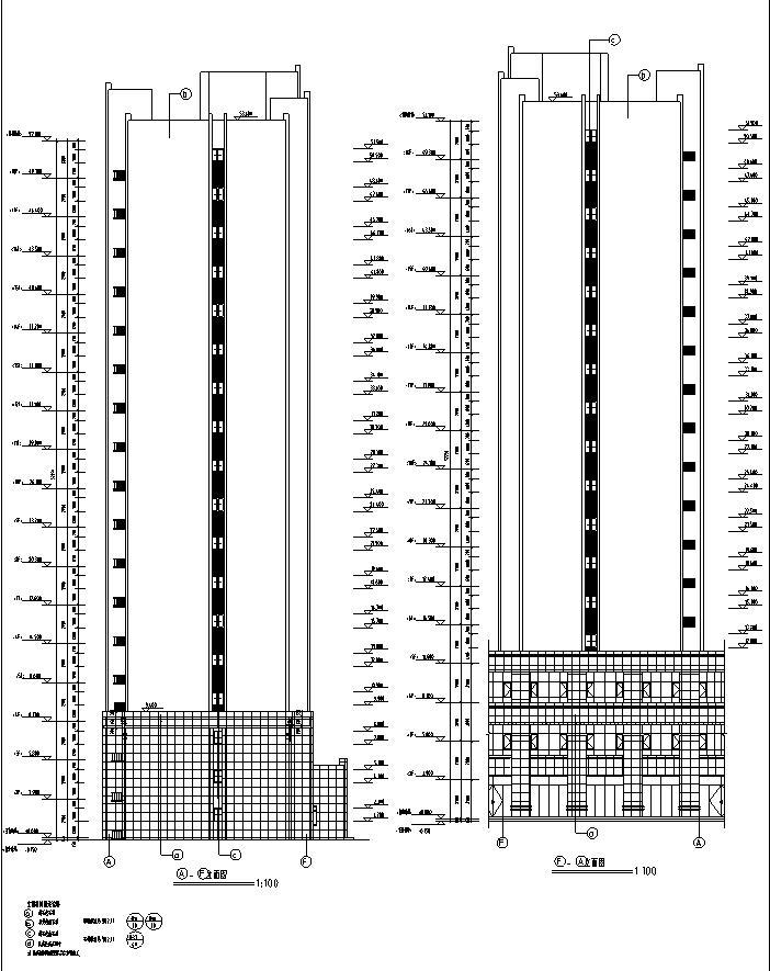 [宁夏]高层剪力墙结构住宅建筑施工图（含多栋住宅楼）-高层剪力墙结构住宅建筑立面图