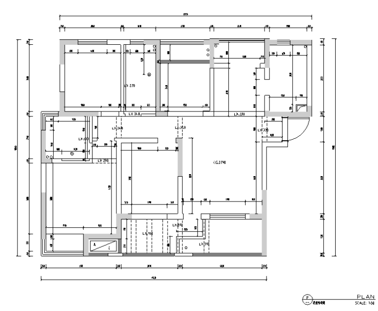 简约三居室住宅设计施工图（附效果图）-原始结构图