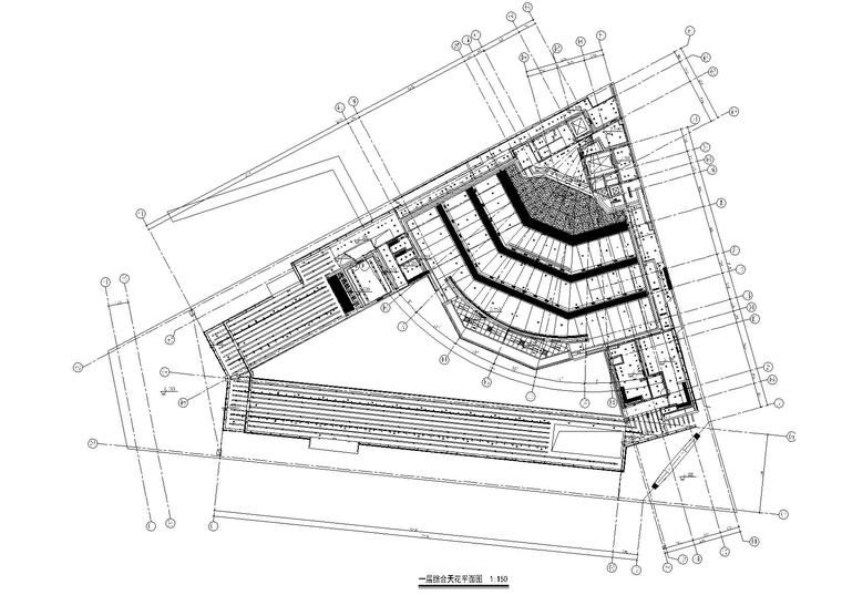 [上海]知名地产艺术中心建筑设计方案文本+建筑施工图+建筑SU模型-一层综合天花平面图