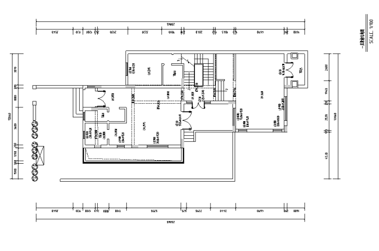 曦城现代风格别墅样板间设计施工图（附效果图）-一层原始结构图