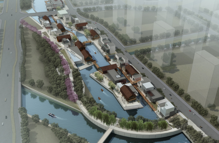 公共建筑住宅资料下载-[江苏]扬州水岸商业街公共建筑方案设计