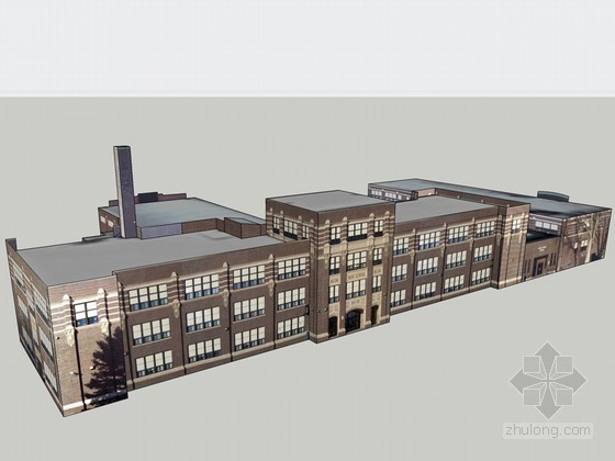 国外艺术中学建筑资料下载-中学建筑SketchUp模型下载