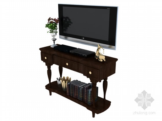 小电视柜3D模型资料下载-欧式小电视柜3D模型下载