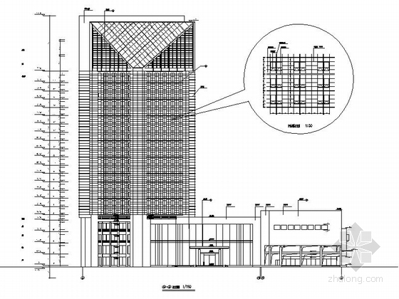 [宁波]高层框架筒体结构五星级酒店建筑施工图-高层框架筒体结构五星级酒店建筑立面图