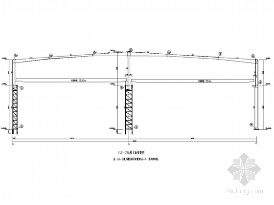 75吨吊车厂房结构施工图（含建筑图）-GJ-2结构立面布置图