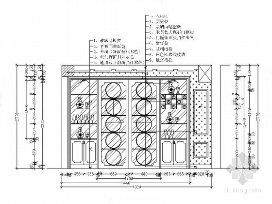 [福建]新古典风格双层洋房装修设计图（含效果）餐厅酒水柜立面图 